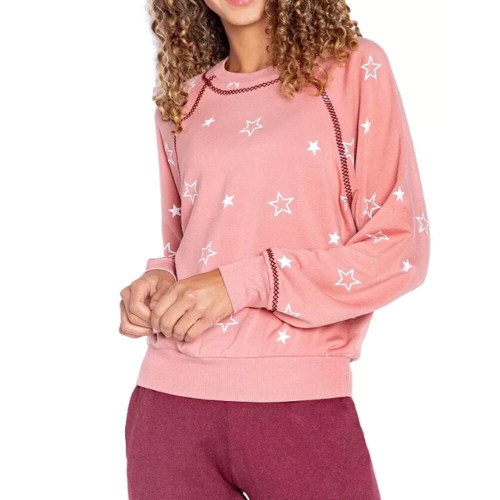New P.J. Salvage Women's Rosewood Seamed Raglan Sleeve Fleece Sweatshirt Size L